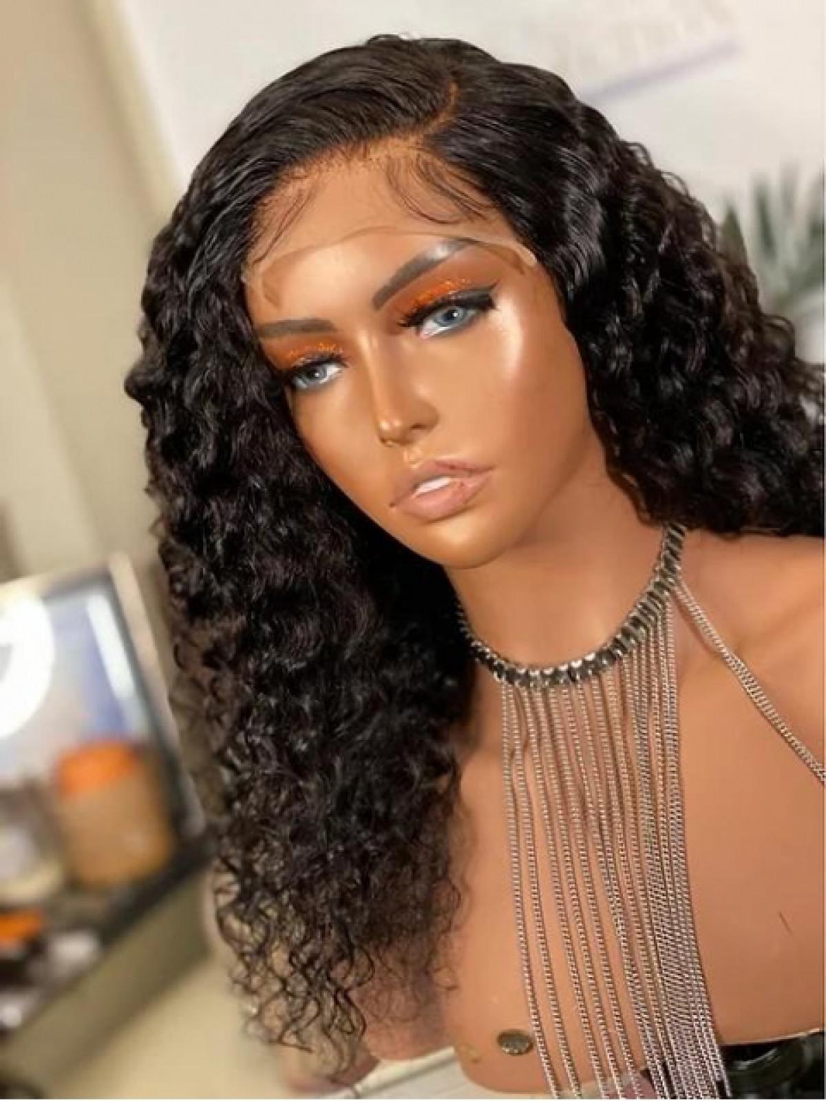 Curly Black Lace Closure Humen Hair Wig Moon Home Wigsgal